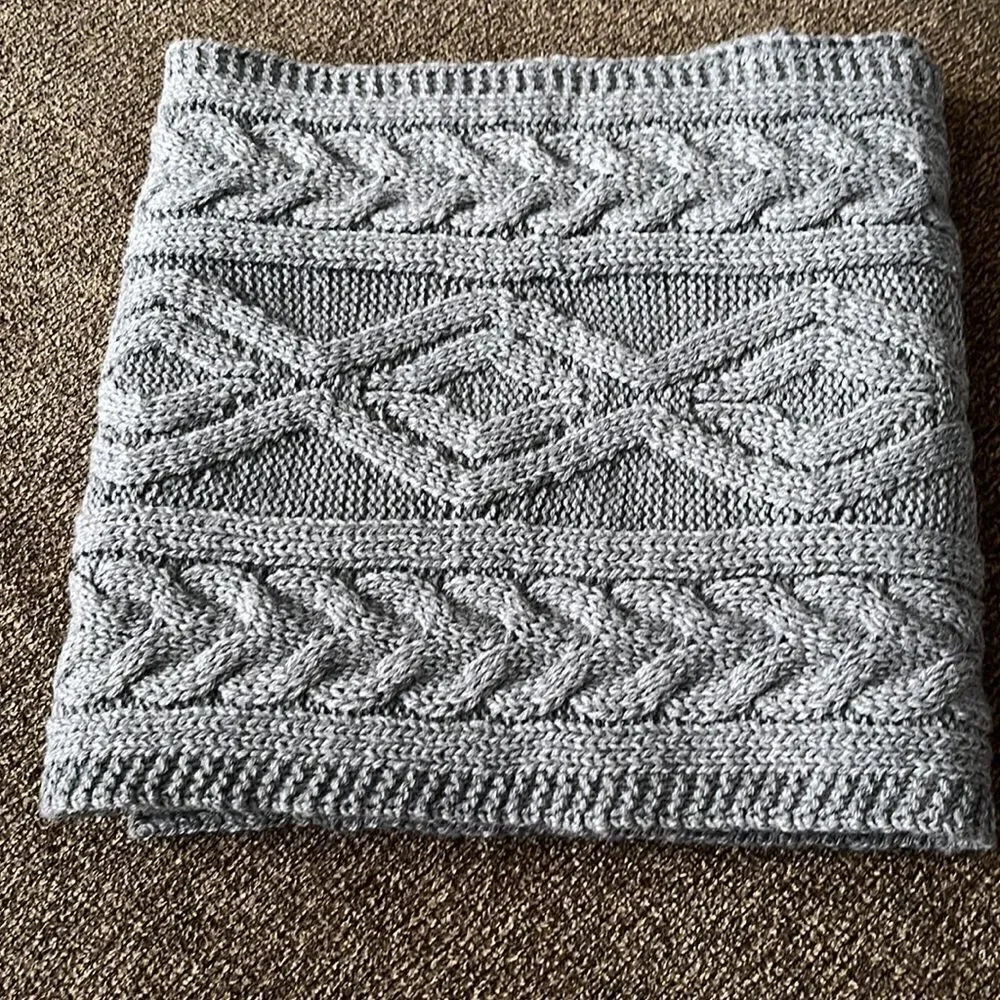 Dark Gray Cable knit Winter Acrylic Scarf- Unisex